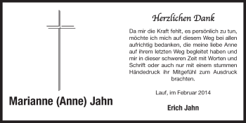 Traueranzeige von Marianne Jahn von Pegnitz-Zeitung